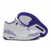 Air Jordan 3 Retro - Basket Jordan Pas Cher Chaussure Pour Femme/Fille Blanc/Violet